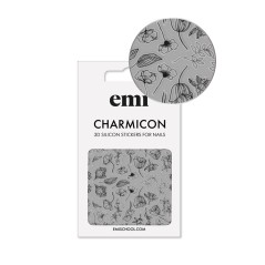 E.MiLac Charmicon 3D Sticker No.176 Black Flowers